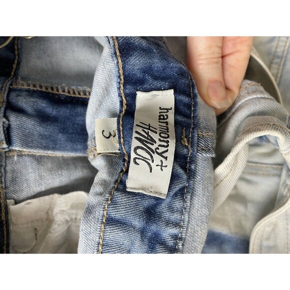 Harmony + Havoc Denim Overalls Shortalls Size 3 Destroyed Distressed Acid Wash - Picture 11 of 12